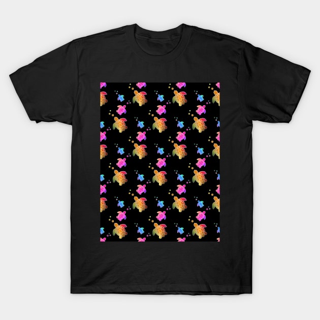 SEA Turtle Love Black Pattern - Cute Turtle Art T-Shirt by SartorisArt1